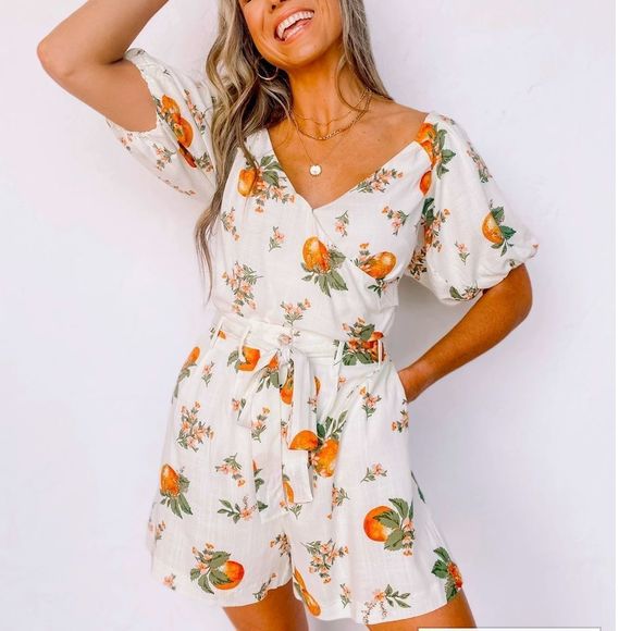 🆕NWT SUGARLIPS PUFF SLEEVE CITRUS CROP TOP - Picture 9 of 12